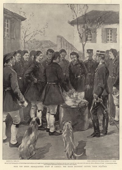 Med den greske hovedkvarterstaben i Larissa, får Erzon-regimentet sin Dejeuner av Joseph Nash