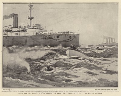 Med X Fleet, en mann over bord fra HMS Hannibal utenfor Scillyøyene av Joseph Nash