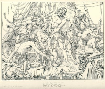 Illustrasjon for Coleridge's Rime of The Ancient Mariner (gravering) av Joseph Noel (after) Paton