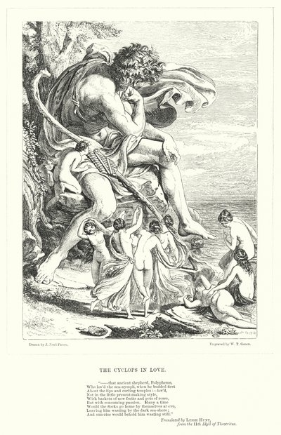 The Cyclops in Love (gravering) av Joseph Noel (after) Paton