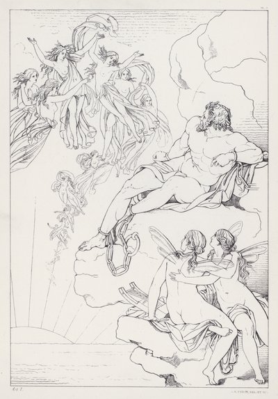Shelleys Prometheus Unbound, Act I av Joseph Noel after Paton