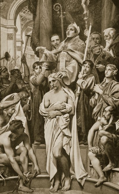 The Baptism of Clovis, Reims, 496 AD, illustrasjon fra 
