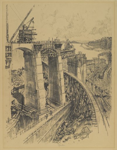 Approaches to Gatun Lock, 1912 av Joseph Pennell
