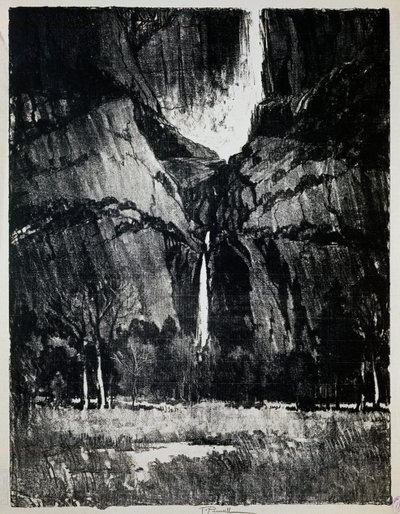 Ved foten av fossen, av Joseph Pennell (1857-1926), gravering av Joseph Pennell