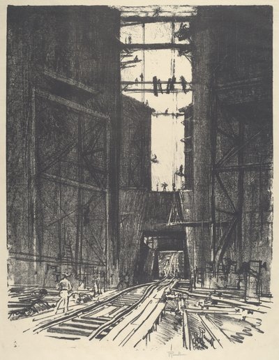 På bunnen av Gatun Lock av Joseph Pennell