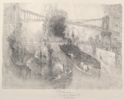 Slagskipet kommer hjem, 1917. av Joseph Pennell