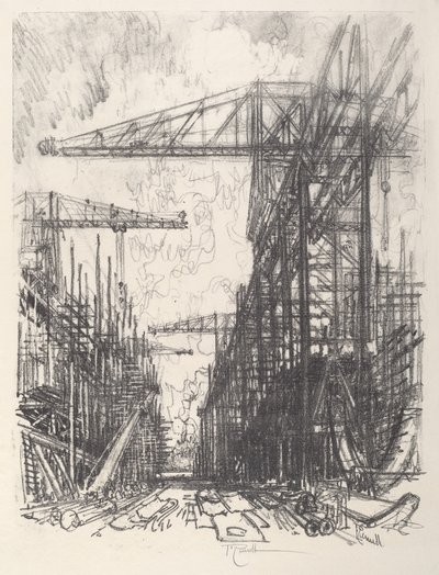 Building Destroyers, No.I av Joseph Pennell