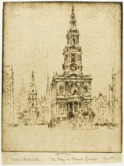 Saint Mary-le-Strand-kirken av Joseph Pennell