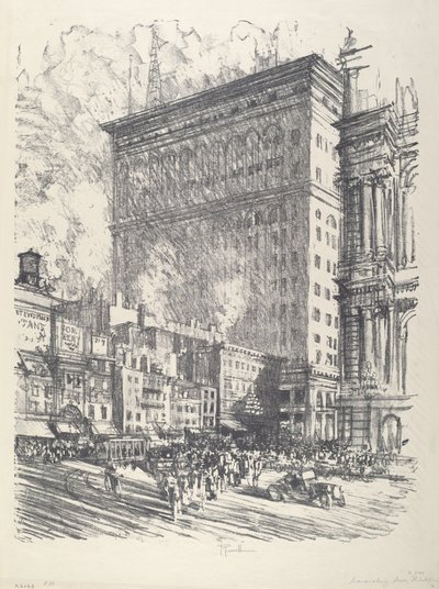 Rådhusplassen og Wanamaker-bygningen, 1912. av Joseph Pennell