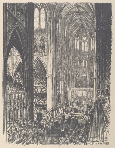 Kroningen av kong George V og dronning Mary i Westminster Abbey, 1911. av Joseph Pennell