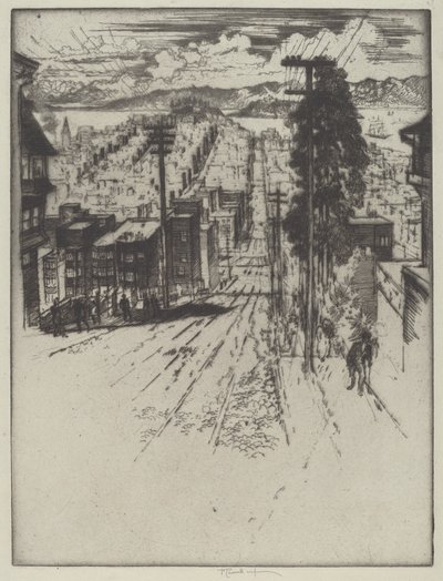Down and Up the Hills to the Bay, San Francisco av Joseph Pennell