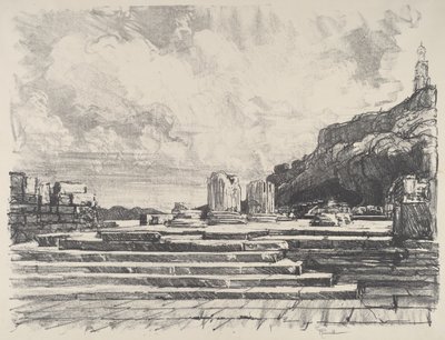 Eleusis, tempelets fortau, 1913. av Joseph Pennell