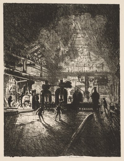 Engelsk krigsarbeid: In the Jaws of Death, Rolling Bars for Shells av Joseph Pennell