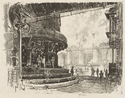 Engelsk krigsarbeid: Making Pig Iron, The Base of the Blast Furnaces av Joseph Pennell