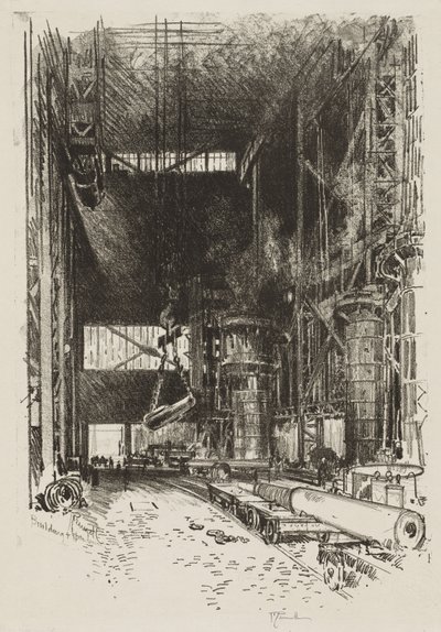 Engelsk krigsarbeid: The New Gun Pit av Joseph Pennell