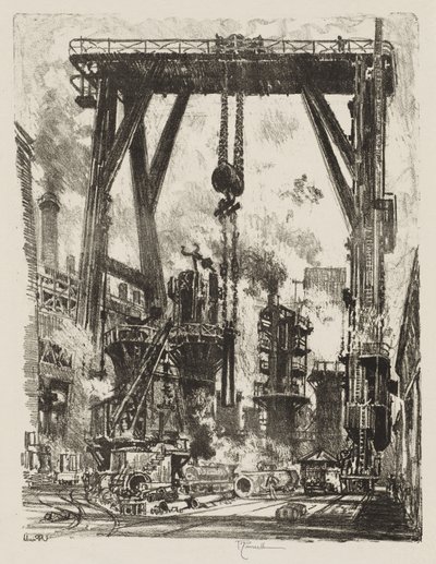 Engelsk krigsarbeid: The Old Gun Pit av Joseph Pennell