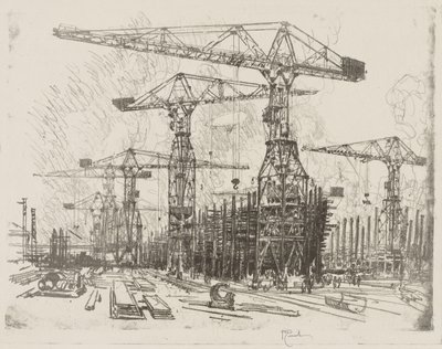 Engelsk krigsarbeid: The Old Shipyard av Joseph Pennell