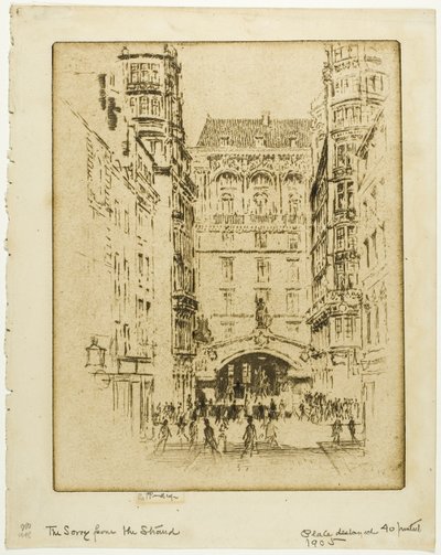 Inngang til Savoy Hotel av Joseph Pennell