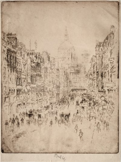 Fleet Street, opp til St. Pauls, 1896. av Joseph Pennell