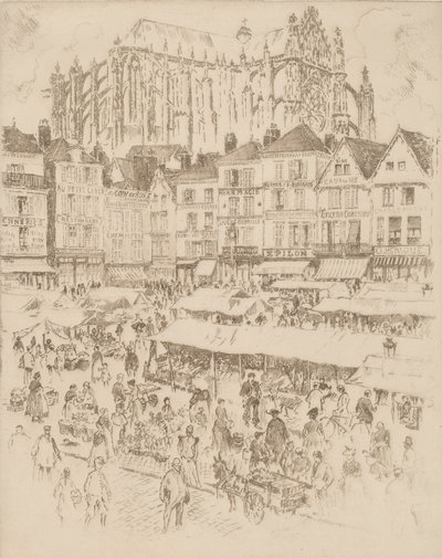 Place, Beauvais, 1907. av Joseph Pennell