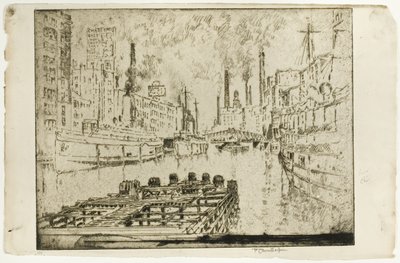 Lake Steamers, Chicago av Joseph Pennell
