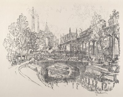 Landwehr-kanalen, Berlin, 1921. av Joseph Pennell