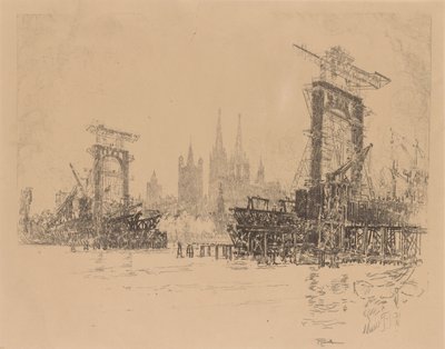 London Bridge-konstruksjon av Joseph Pennell
