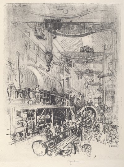 Lage en turbinmotor, 1917. av Joseph Pennell