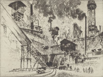 Gruvens munning, Ruhrort nær Oberhausen, 1910. av Joseph Pennell
