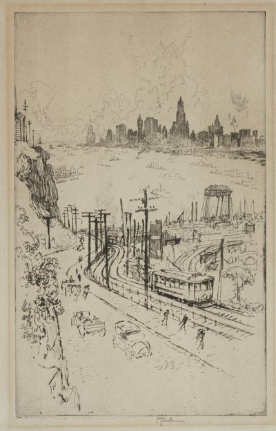 New York, fra New Jersey av Joseph Pennell