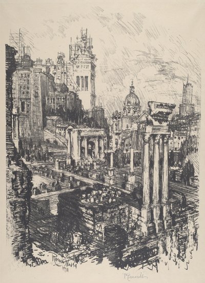 Gamle og nye Roma, Victor Emanuel-monumentet, 1911. av Joseph Pennell