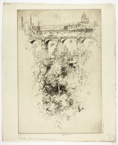Over Waterloo Bridge, Church and Work av Joseph Pennell