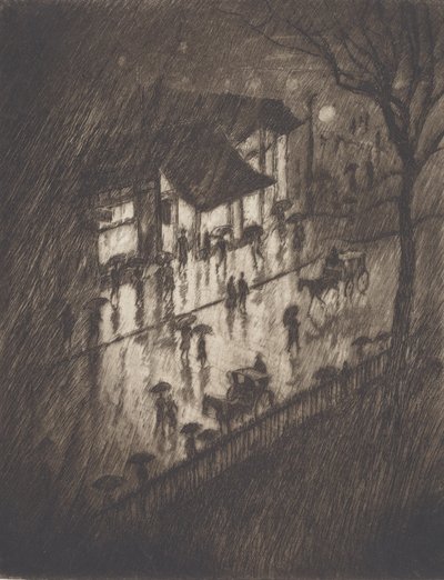 Rainy Night, Charing Cross Shops, 1903. av Joseph Pennell