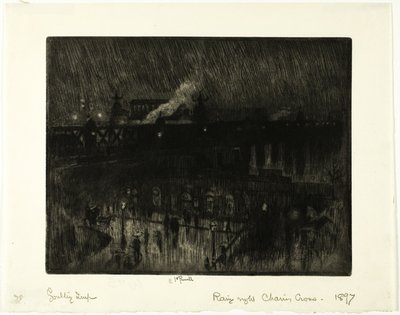 Rainy Night, Charing Cross Station av Joseph Pennell