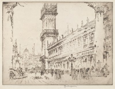 Gjenoppbygging av Campanile, Venezia, No.II av Joseph Pennell