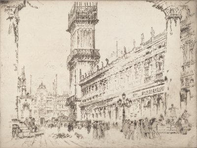 Gjenoppbygging av Campanile, Venezia, No.II, 1911. av Joseph Pennell