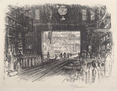 Skallfabrikk, No.II, 1917. av Joseph Pennell