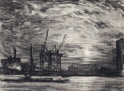 Solnedgang over Waterloo av Joseph Pennell