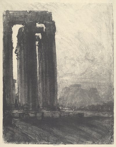 Jupiter-tempelet, kveld, 1913. av Joseph Pennell