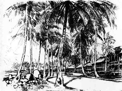 The American Quarter, plate I fra Panamakanalen av Joseph Pennell, 1912 (kull på papir) av Joseph Pennell
