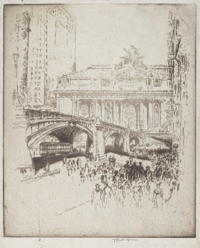Tilnærmingen til Grand Central, New York av Joseph Pennell