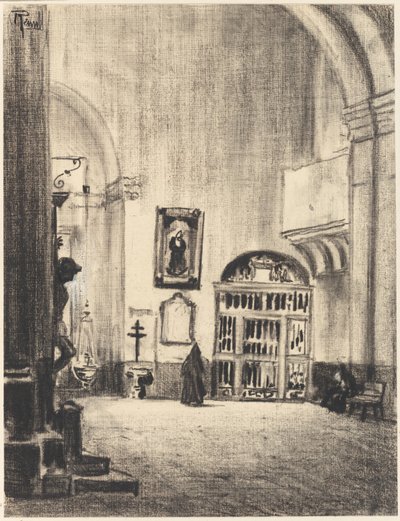 Dåpsfonten til Cervantes, Santa Maria la Mayor, Alcalá av Joseph Pennell