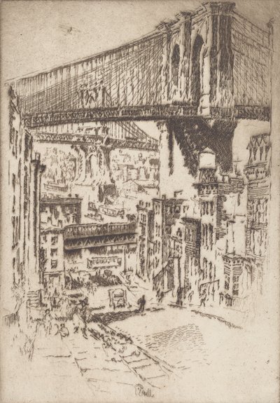 The Bridges, fra Brooklyn, 1921. av Joseph Pennell