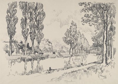 Kanalen ved Blanzy, Frankrike av Joseph Pennell