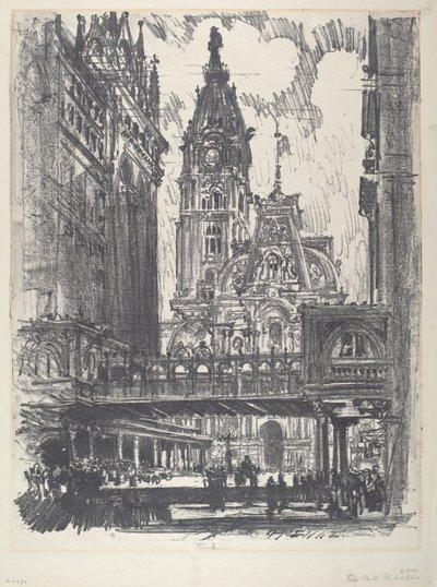 Rådhuset og broen over Market Street av Joseph Pennell