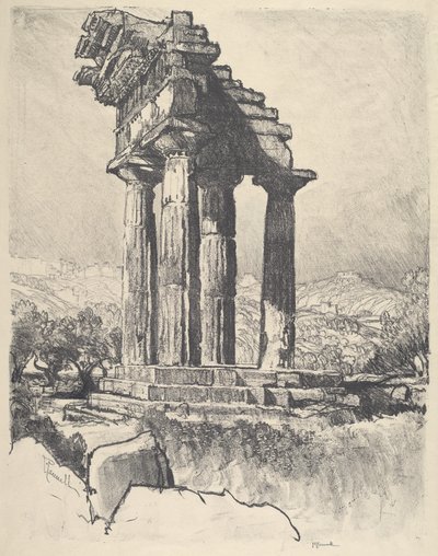 The Columns of Castor and Pollux, Girgenti, 1913. av Joseph Pennell