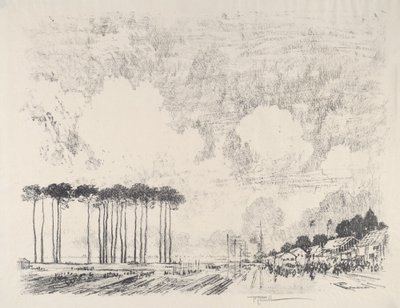 Embarkation Camp, Classic Grove, 1917. av Joseph Pennell