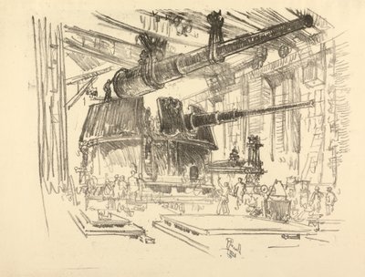 The English War Series: W. 448 Fitting Guns in Turrets av Joseph Pennell