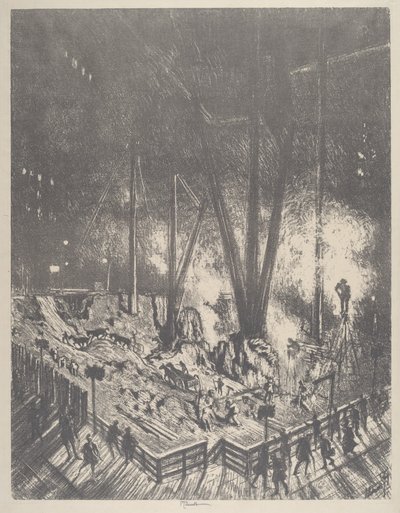 The Foundations, Building a Skyskraper, 1910. av Joseph Pennell