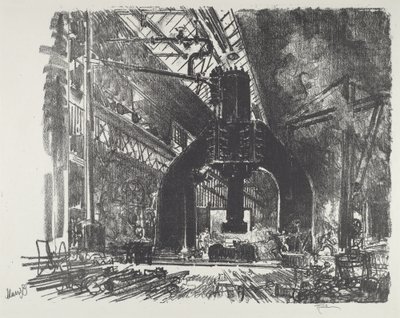 Den store hammeren, 1916. av Joseph Pennell